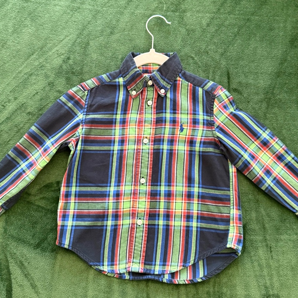 Ralph Lauren Kids 2T Plaid Shirt - Blue, Green and Red
